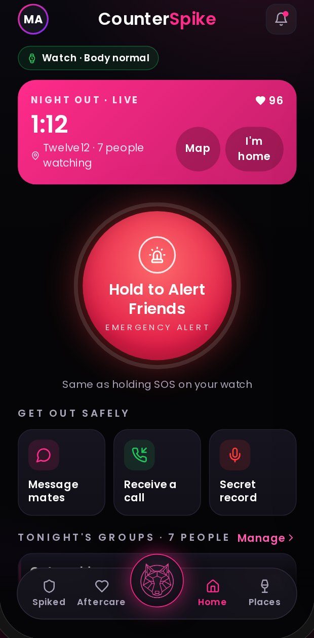 CounterSpike iPhone app home screen